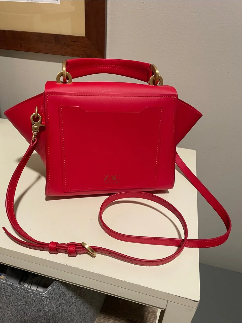 ZAC Zac Posen Eartha Top Handle Leather Crossbody Handbag in Bright Red